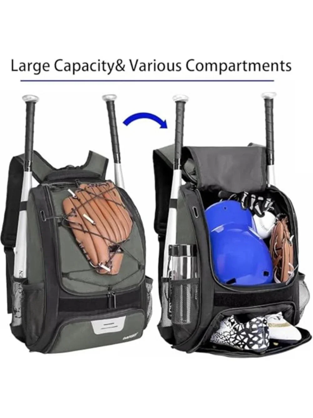 Baseball Bag Softball Backpack - Youth Adult T Ball Bat Equipment Bag